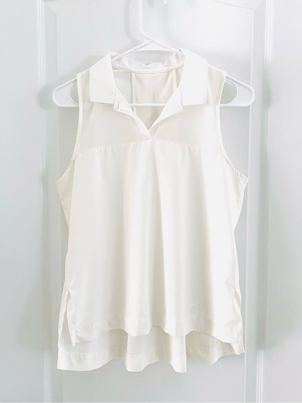 Nike Golf Dri-FIT Sleeveless Polo White Sail Open Back Pleat Small